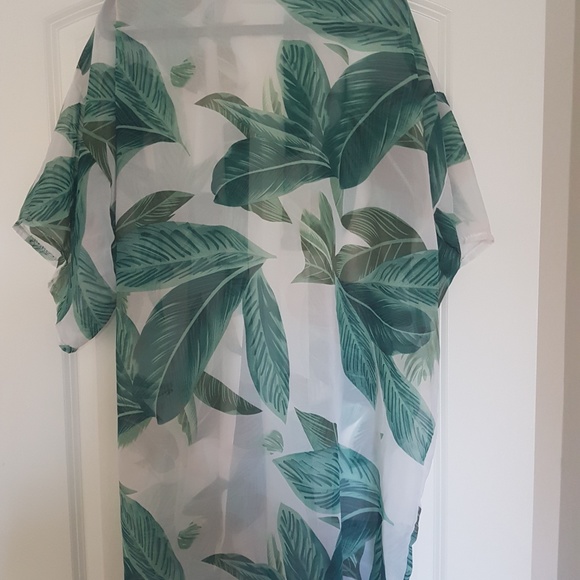 Green & Cream Leaves Kimono - Picture 5 of 5